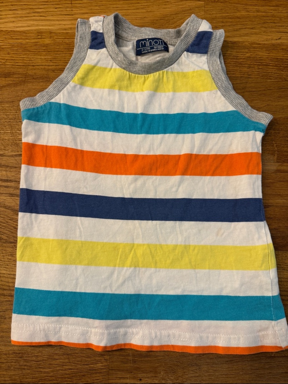 Minoti Striped Tank Top in Blue, Orange & Yellow